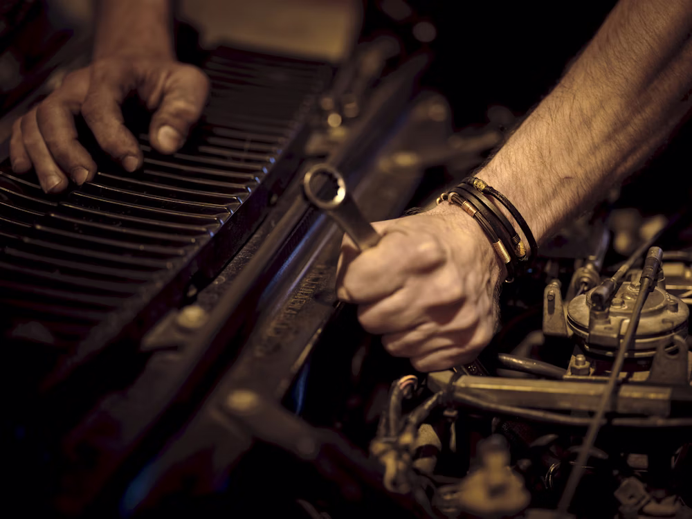 Mechanic working on tire